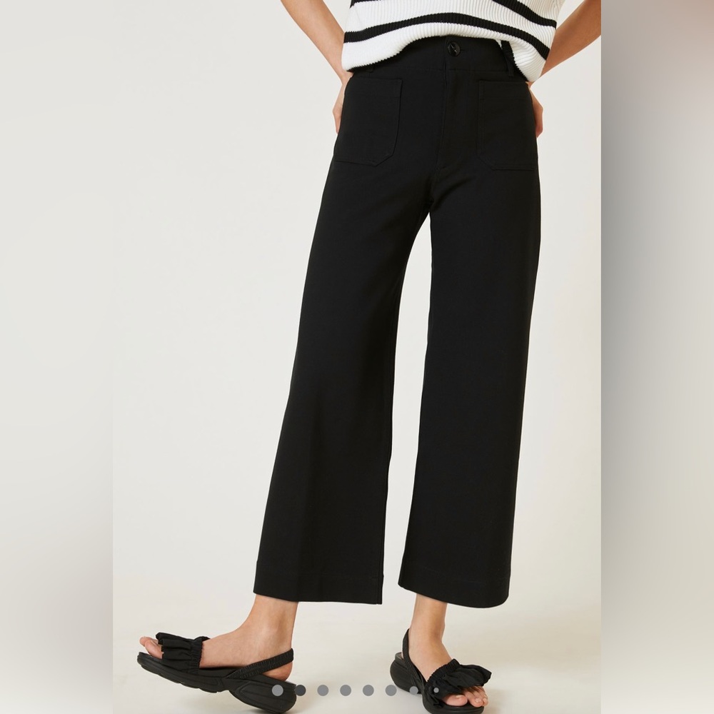 Anthropologie MAEVE THE COLLETTE wide leg crop BLACK